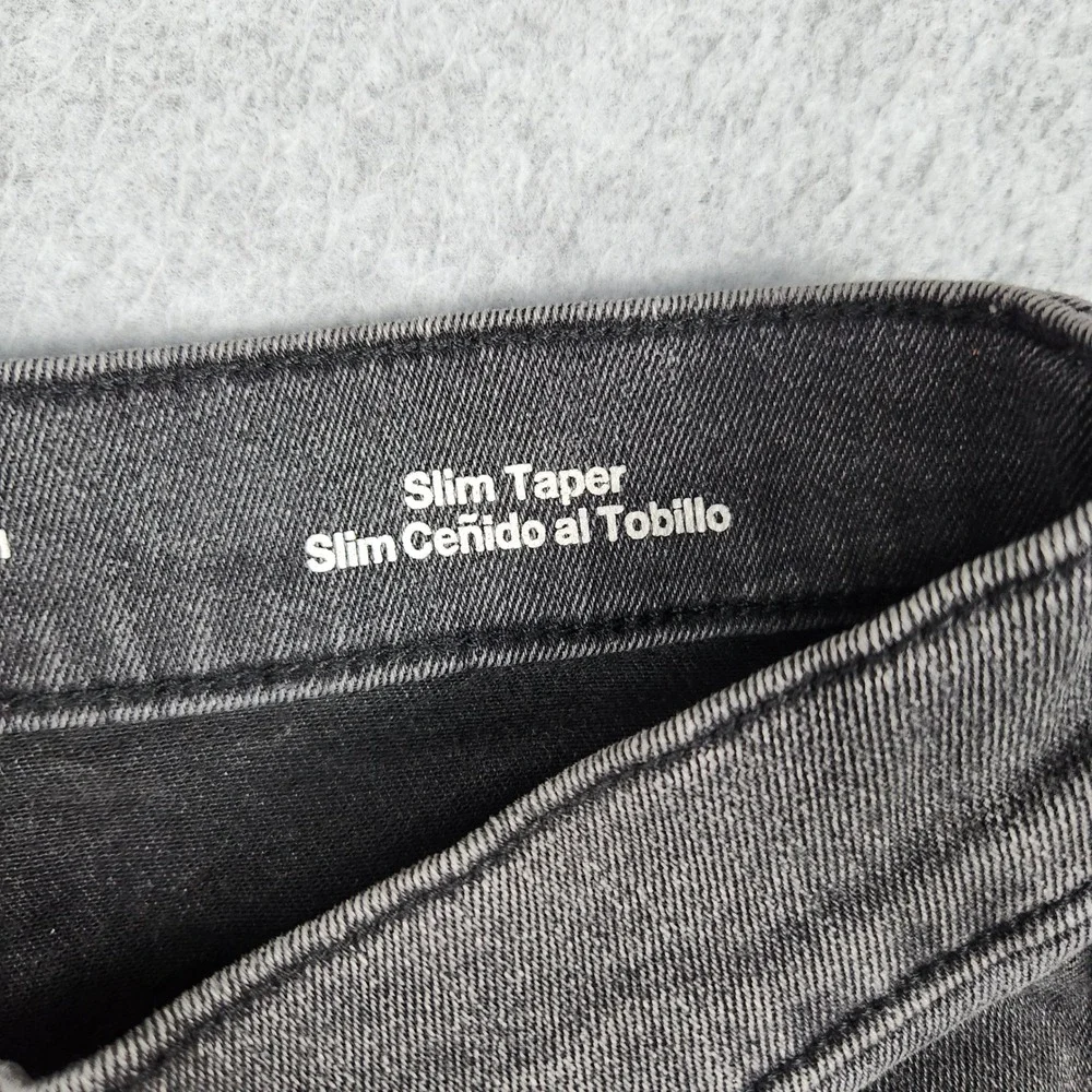 Original Use Jeans Mens 32x34 Black Denim Whiskered Cotton Slim Taper Distressed